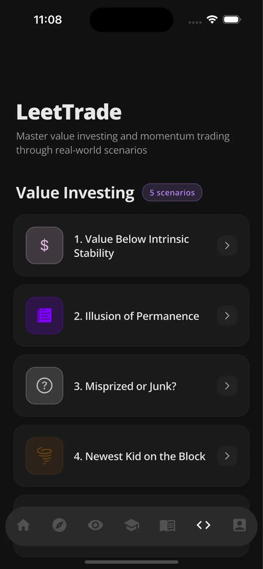 Screenshot of the expanded LeetTrade.